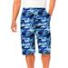 Men's Big & Tall Lightweight Extra Long Jersey Shorts by KingSize in Blue Camo (Size 7XL)