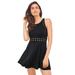 Plus Size Women's High-Neck Studded Swim Dress by Swim 365 in Black Gold (Size 18)