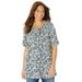 Plus Size Women's Easy Fit Short Sleeve Scoopneck Tee by Catherines in Black Paisley Floral (Size 6X)