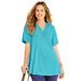 Plus Size Women's Crochet Swing Tunic by Catherines in Aqua Blue (Size 0X)