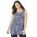 Plus Size Women's Monterey Mesh Tank by Catherines in Dark Sapphire Allover Palms (Size 5X)