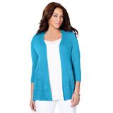 Plus Size Women's Embroidered Lace Cardigan by Catherines in Aqua Ocean (Size 4X)
