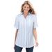 Plus Size Women's Short-Sleeve Button Down Seersucker Shirt by Woman Within in Royal Navy Rainbow Stripe (Size 2X)