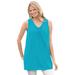 Plus Size Women's Perfect Sleeveless Shirred V-Neck Tunic by Woman Within in Pretty Turquoise (Size 6X)