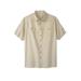 Men's Big & Tall Short-Sleeve Linen Shirt by KingSize in Stone (Size 3XL)