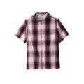 Men's Big & Tall Short Sleeve Printed Check Sport Shirt by KingSize in Black Check (Size 8XL)