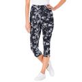 Plus Size Women's Stretch Cotton Printed Capri Legging by Woman Within in Black White Tie Dye (Size 6X)