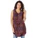 Plus Size Women's Sleeveless Angelina Tunic by Roaman's in Multi Mirrored Medallion (Size 30 W) Long Shirt Blouse