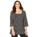 Plus Size Women's Ultra-Soft Square-Neck Tee by Catherines in Black Tossed Confetti (Size 4X)