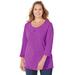 Plus Size Women's Active Slub Scoopneck Tee by Catherines in Purple Cactus Flower (Size 0X)