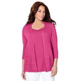 Plus Size Women's Embroidered Lace Cardigan by Catherines in Tango Pink (Size 2XWP)