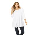Plus Size Women's Stretch Knit Swing Tunic by Jessica London in White (Size 42/44) Long Loose 3/4 Sleeve Shirt