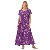 Plus Size Women's Short-Sleeve Crinkle Dress by Woman Within in Plum Purple Patch Floral (Size 4X)