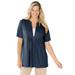 Plus Size Women's 7-Day Layer-Look Elbow-Sleeve Tee by Woman Within in Navy (Size 26/28) Shirt