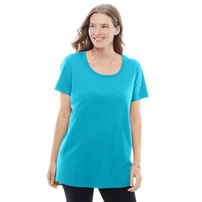 Plus Size Women's Perfect Short-Sleeve Scoopneck Tee by Woman Within in Pretty Turquoise (Size 3X) Shirt