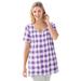 Plus Size Women's A-Line Knit Tunic by Woman Within in Purple Orchid Buffalo Plaid (Size 5X)