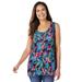 Plus Size Women's High-Low Tank by Woman Within in Black Multi Tropicana (Size M) Top