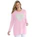 Plus Size Women's Motif Sweater by Woman Within in Pink Heart (Size L) Pullover