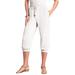 Plus Size Women's Drawstring Soft Knit Capri Pant by Roaman's in White (Size S)
