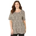 Plus Size Women's Suprema® Ultra-Soft Scoopneck Tee by Catherines in Black Medallion (Size 2XWP)