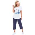 Plus Size Women's Two-Piece V-Neck Tunic & Capri Set by Woman Within in Navy Seaside (Size S)