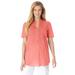 Plus Size Women's Pintucked Half-Button Tunic by Woman Within in Sweet Coral (Size L)