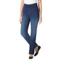 Plus Size Women's Flex-Fit Pull-On Straight-Leg Jean by Woman Within in Indigo Sanded (Size 14 T) Jeans