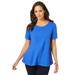 Plus Size Women's Stretch Cotton Trapeze Tee by Jessica London in True Blue (Size S)