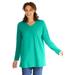 Plus Size Women's Perfect Long-Sleeve V-Neck Tunic by Woman Within in Pretty Jade (Size 18/20)