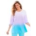 Plus Size Women's French Terry Tie-Sleeve Sweatshirt by Woman Within in Paradise Blue Ombre (Size 38/40)