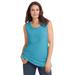 Plus Size Women's Perfect Scoopneck Tank by Woman Within in Pretty Turquoise (Size 1X) Top