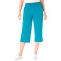 Plus Size Women's Elastic-Waist Knit Capri Pant by Woman Within in Pretty Turquoise (Size 5X)