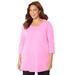 Plus Size Women's Active Slub Scoopneck Tee by Catherines in Pink Glow (Size 1X)