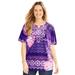 Plus Size Women's Ethereal Tee by Catherines in Deep Grape Tropical (Size 6X)