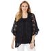 Plus Size Women's Crochet Cardigan by Jessica London in Black (Size 30/32) Sweater