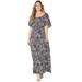 Plus Size Women's Meadow Crest Maxi Dress by Catherines in Black And White Paisley (Size 2X)
