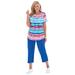 Plus Size Women's Two-Piece V-Neck Tunic & Capri Set by Woman Within in Paradise Blue Multi Tie-dye Stripe (Size 6X)