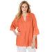 Plus Size Women's Hi-Low Linen Tunic by Jessica London in Tropical Melon (Size 22 W) Long Shirt