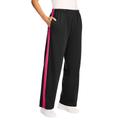Plus Size Women's Side Stripe Cotton French Terry Straight-Leg Pant by Woman Within in Black Raspberry Sorbet (Size 14/16)