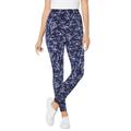 Plus Size Women's Stretch Cotton Printed Legging by Woman Within in Navy Batik Floral (Size 4X)