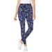 Plus Size Women's Stretch Cotton Printed Legging by Woman Within in Navy Batik Floral (Size 4X)