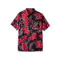 Men's Big & Tall Short-Sleeve Linen Shirt by KingSize in Black Floral (Size 3XL)