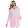 Plus Size Women's Motif Sweater by Woman Within in Pink Heart (Size 5X) Pullover