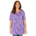 Plus Size Women's Easy Fit Short Sleeve V-Neck Tunic by Catherines in Deep Grape Foliage (Size 5X)