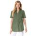 Plus Size Women's Pintucked Half-Button Tunic by Woman Within in Olive Green (Size 6X)