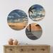 East Urban Home Designart 'Wooden Pier & Palm Tree' Seashore Wood Wall Art Set Of 3 Circles Wood in Brown | 34 H x 44 W x 1 D in | Wayfair