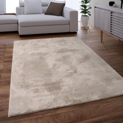 Teppich Wohnzimmer Kunstfell Shaggy Hochflor Waschbar In Waschmaschine Soft Uni Beige 140x200 cm