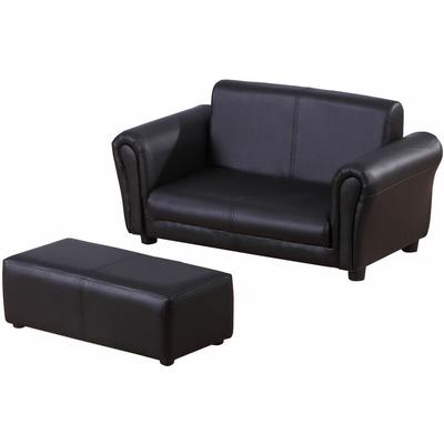 Homcom - Kindersessel mit Fußhocker, Kindercouch mit Hocker, Kindersofa, Sofa Sessel, Schwarz, 83 x