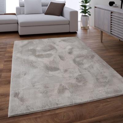 Teppich Wohnzimmer Kunstfell Shaggy Hochflor Waschbar In Waschmaschine Soft Uni Grau 120x170 cm