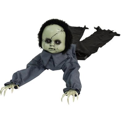 Haunted Hill Farm 43 In. Animatronic Doll, Indoor/Outdoor Halloween Decoration, Light-up Blue Eyes, Crawling, Battery